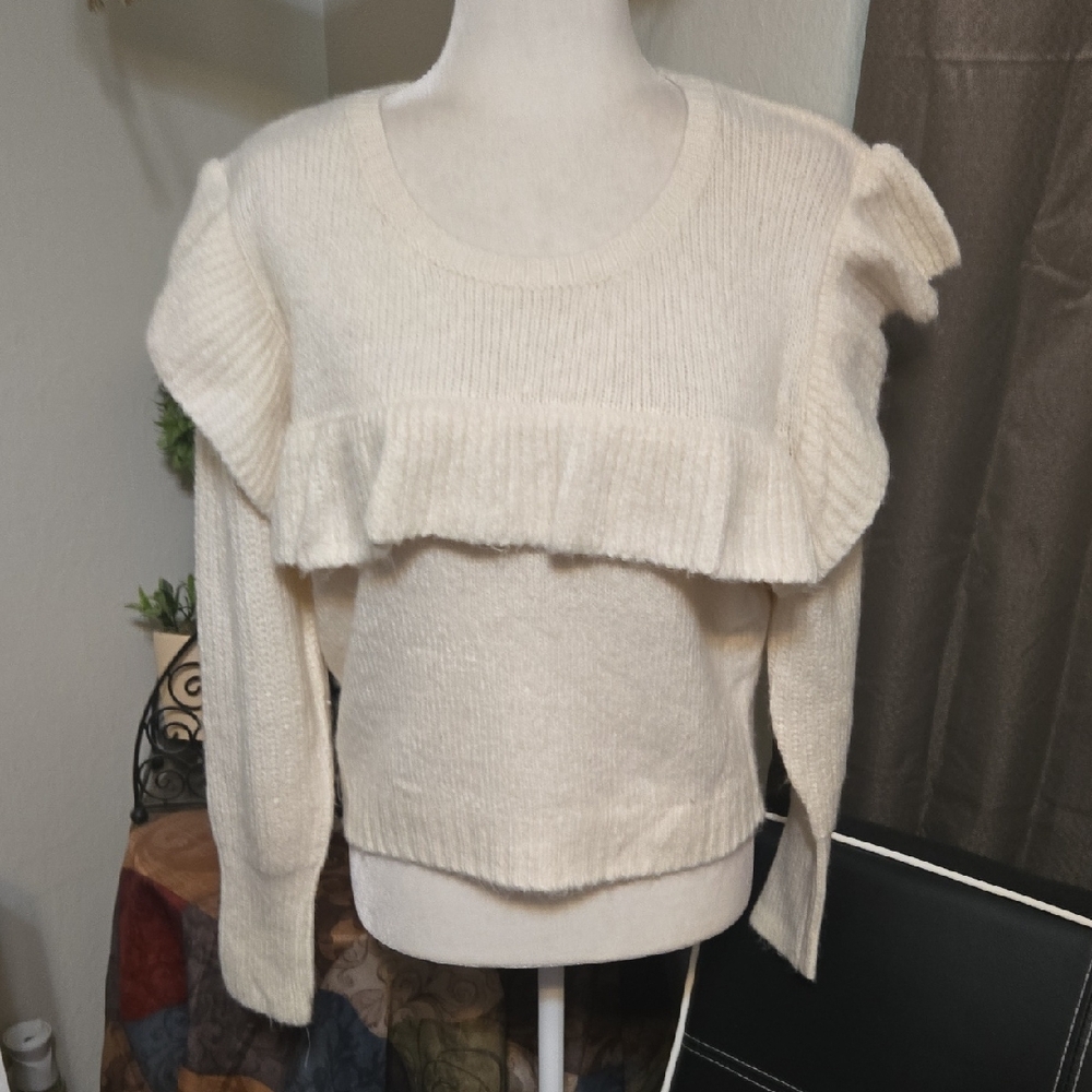 Wild Fable Cream Ruffle Sweater - Picture 2 of 2